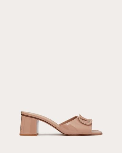 Valentino Garavani VLOGO SIGNATURE SLIDE-SANDALEN AUS LACKLEDER, 60 MM - Pink