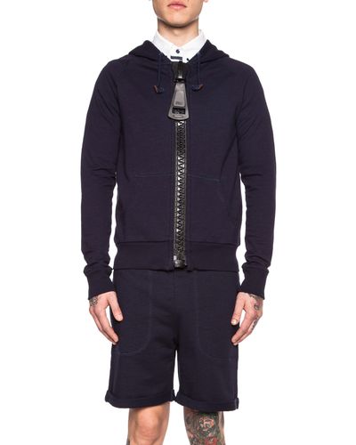 Band Of Outsiders Men S Giant Zip Cotton Hoodie In Navy Blue Lyst