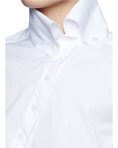 McQ Slanted Placket High Collar Shirt in White - Lyst