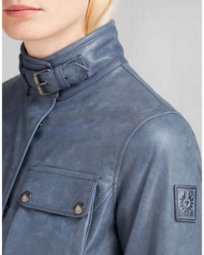 Belstaff The Triumph Waxed-Leather Jacket in Navy (Blue) - Lyst