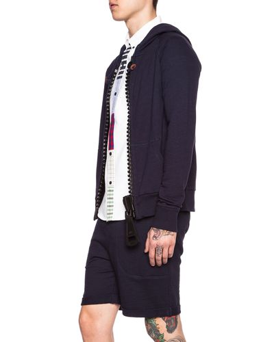 Band Of Outsiders Men S Giant Zip Cotton Hoodie In Navy Blue Lyst
