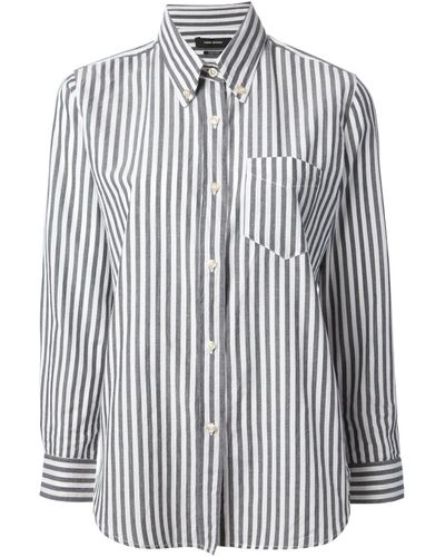gray striped blouse