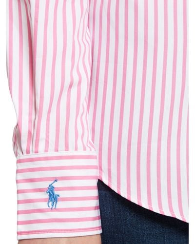 Polo Ralph Lauren Long Sleeved Striped Shirt in Pink - Lyst