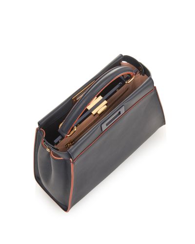 Fendi Peekaboo Regular Leather Tote in Navy (Blue) | Lyst