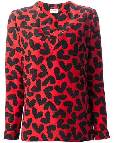 red heart print blouse