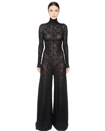 Stella McCartney Wool Lace Jumpsuit in Black - Lyst
