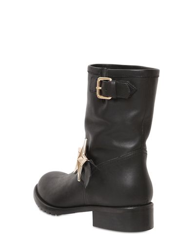 RED Valentino 40Mm Star Leather Biker Boots in Black | Lyst