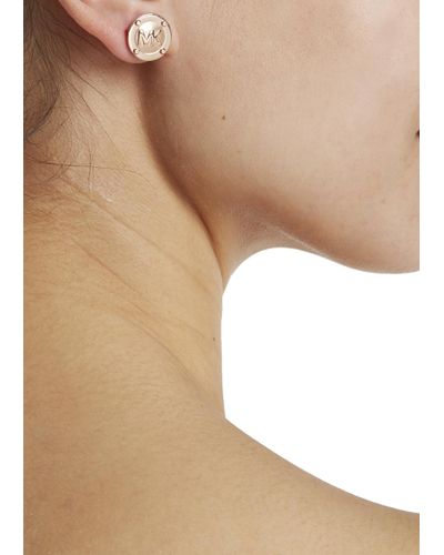 Michael Kors Rose Gold Tone Logo Stud Earrings in Metallic | Lyst UK