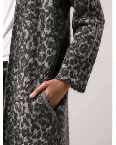 By Malene Birger Cameliu Leopard Cardigan in Grey (Gray) - Lyst