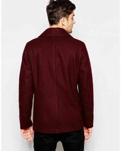 maroon peacoat