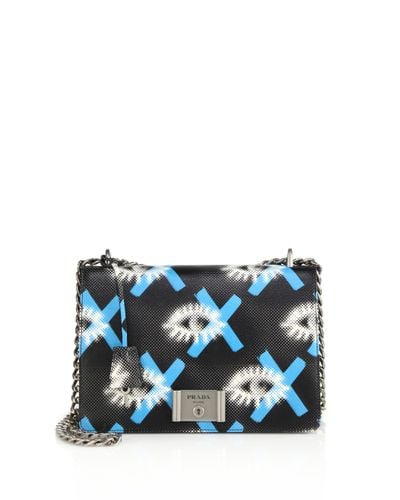 Prada Daino Eye-print Leather Chain Shoulder Bag - Lyst