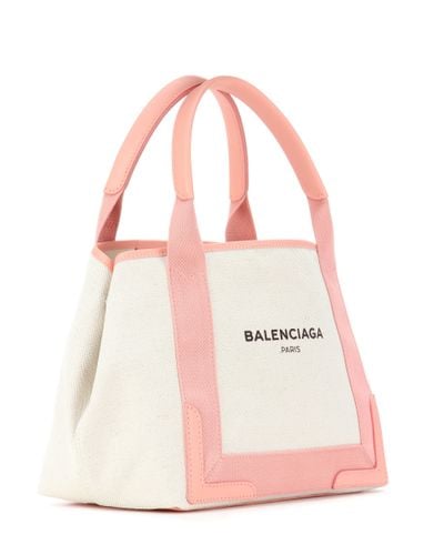 Balenciaga Navy Cabas S Canvas And Leather Shopper in Pink - Lyst