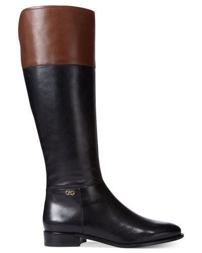 tall black and brown boots
