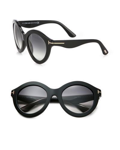 Tom Ford Chiara 55mm Round Sunglasses in Black-Smoke (Black) - Lyst