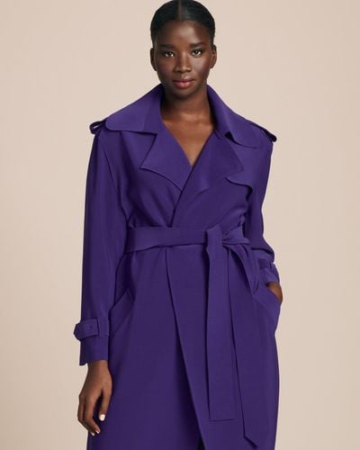 Norma Kamali Synthetic Double Breasted Trench in Purple - Lyst