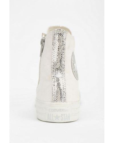 Converse Glitter Toe Womens Hightop Sneaker in White - Lyst