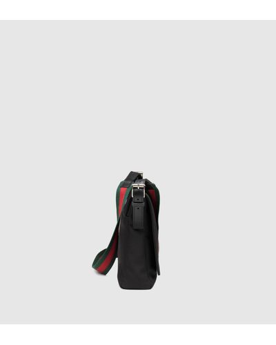 Gucci Black Techno Canvas Messenger Bag for Men - Lyst