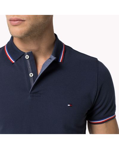 Tommy Hilfiger Cotton Slim Fit Polo in Blue for Men - Lyst