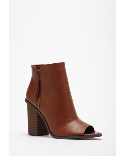 tan peep toe booties