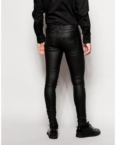 ASOS Extreme Super Skinny Jeans In Leather Look in Black for Men - Lyst