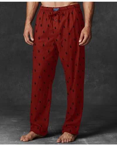 Polo Ralph Lauren Men'S Allover Polo Player Flannel Pajama Pants in Red ...