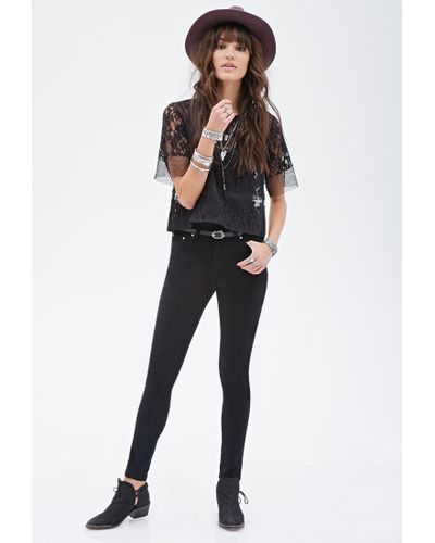 Forever 21 Skinny Corduroy Pants in Black - Lyst