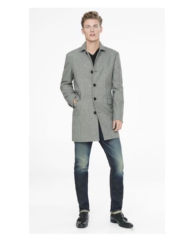 Express Herringbone Tweed Topcoat in Gray Heather (Gray) for Men - Lyst
