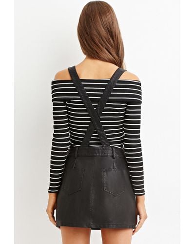 black leather overall dress