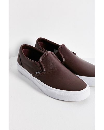 brown leather vans slip on