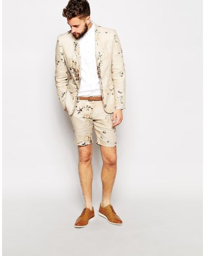 SELECTED Floral Suit Shorts in Beige (Natural) for Men - Lyst