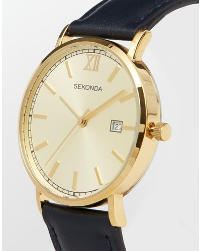 black leather strap gold watch