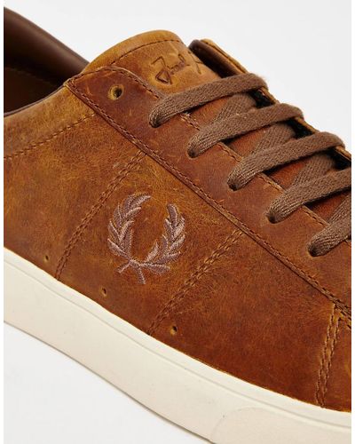 Fred Perry Spencer Waxed Leather Trainers in Brown for Men - Lyst