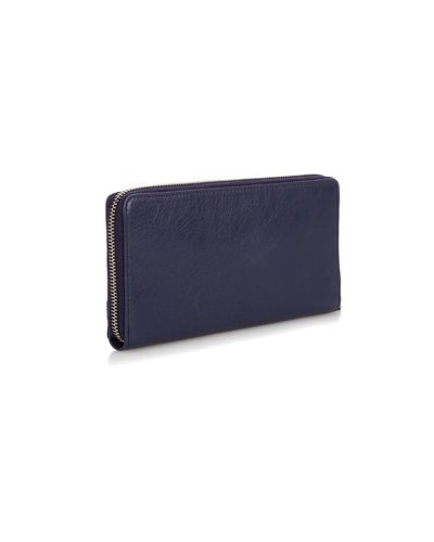Balenciaga Classic Zip-around Leather Wallet in Navy (Blue) | Lyst