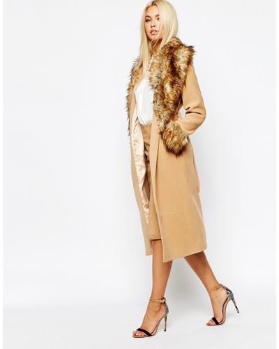 camel coat with fur
