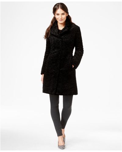 Jones New York Textured Faux Fur Walker Coat In Black Lyst Textured Faux Fur Walker Coat, Jones New York Petite Textured Faux Fur Coat Macy S