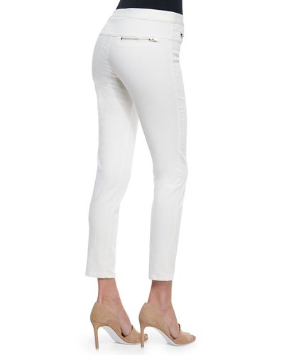 Veronica Beard Skinny Zip-pocket Cropped Jeans in White - Lyst