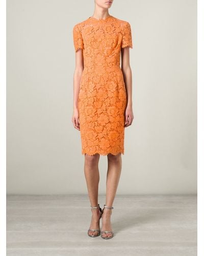 Valentino Lace Dress in Yellow & Orange (Orange) Lyst
