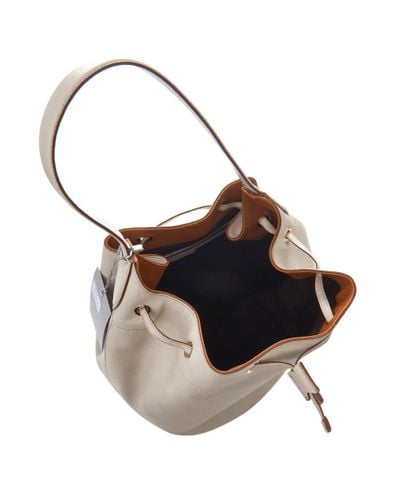 Max Mara Leather Bucket Bag in White | Lyst