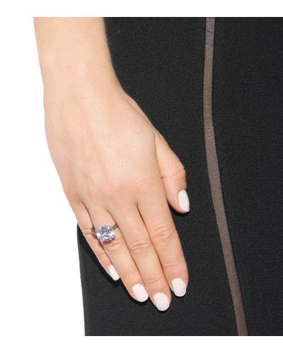 Bottega Veneta Intrecciato Silver And Cubic Zirconia Ring in Gray 
