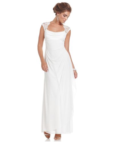 xscape cap sleeve gown