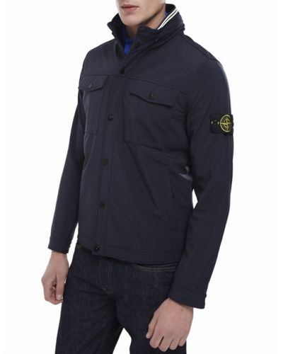 Stone Island Soft Shell Jacket In Navy Blue For Men Lyst