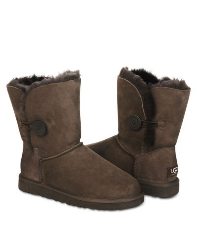 UGG Suede Mini Bailey Button Boots in Chocolate in Brown - Lyst