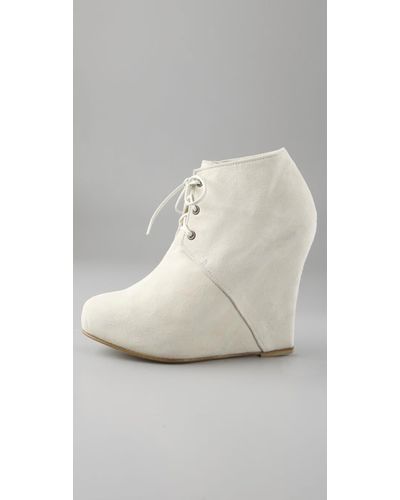 white wedge booties