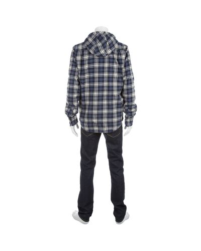 mens hooded checked shirt