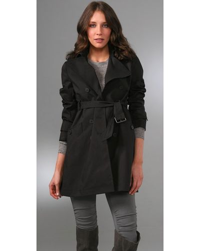 Theory Chateau Ingrid Trench Coat with Leather in Black - Lyst