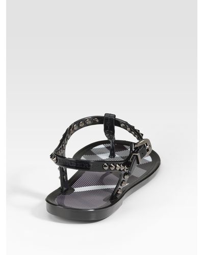 Burberry Jelly Thong Sandals in Black - Lyst