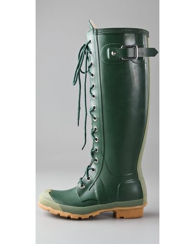 hunter green gloss boots
