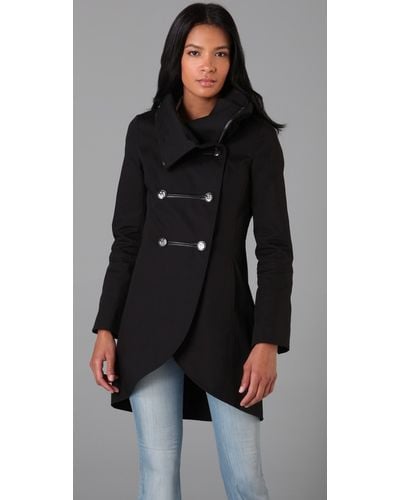 Mackage Military Trench Coat with Hidden Hood in Black - Lyst