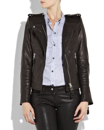 Isabel Marant Keni Leather Biker Jacket in Metallic - Lyst