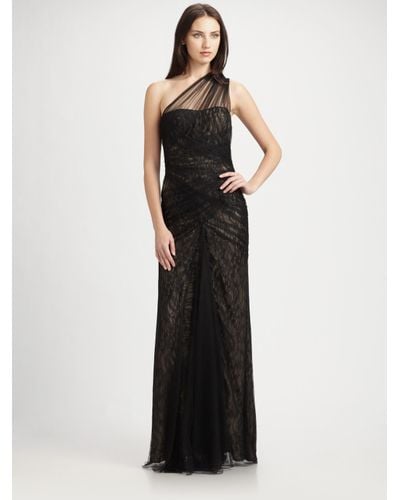 ml monique lhuillier draped lace dress